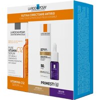 Pachet Vitamina C12 Serum 30 ml + Anthelios Age Correct SPF50 15 ml + Mela B3 Serum 10 ml, La Roche-Posay