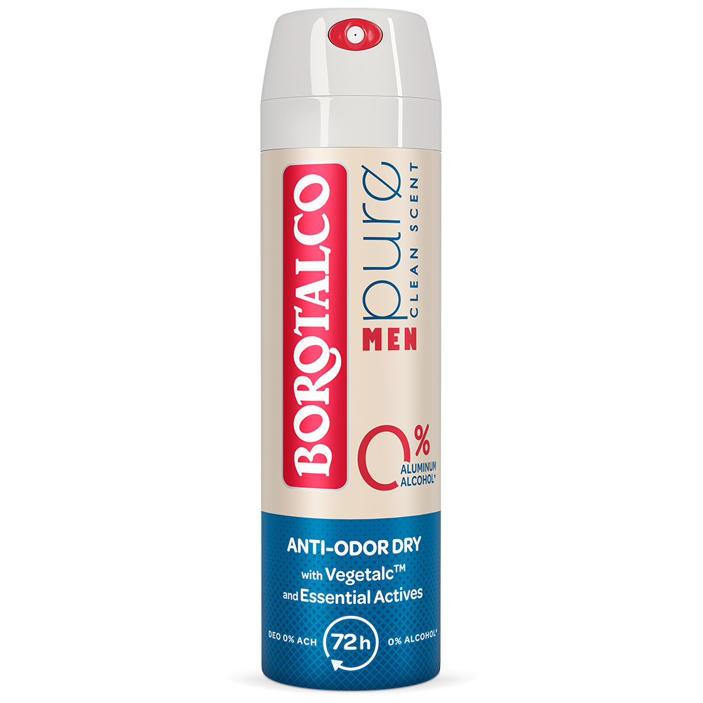 Deodorant Spray Men Pure Clean Scent, 150 ml, Borotalco