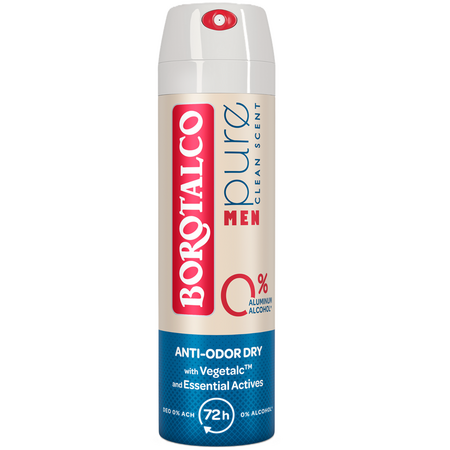 Deodorant Spray Men Pure Clean Scent, 150 ml, Borotalco