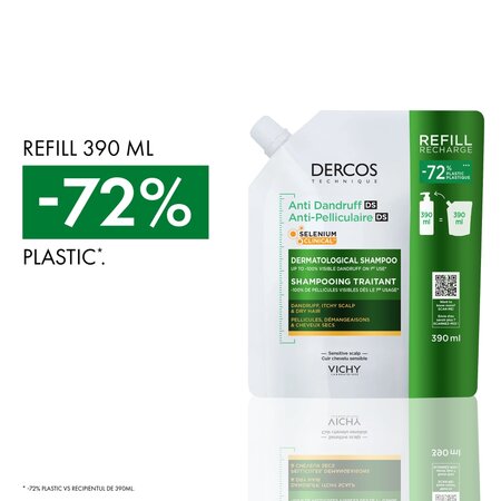 Rezerva sampon antimatreata pentru par uscat si scalp cu senzatie de mancarime Dercos, 390 ml, Vichy 748002