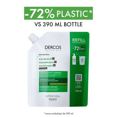 Rezerva eco sampon anti-matreata pentru par uscat Dercos, 390 ml, Vichy 662433