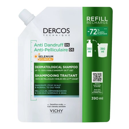 Rezerva eco sampon anti-matreata pentru par normal-gras Dercos, 390 ml, Vichy