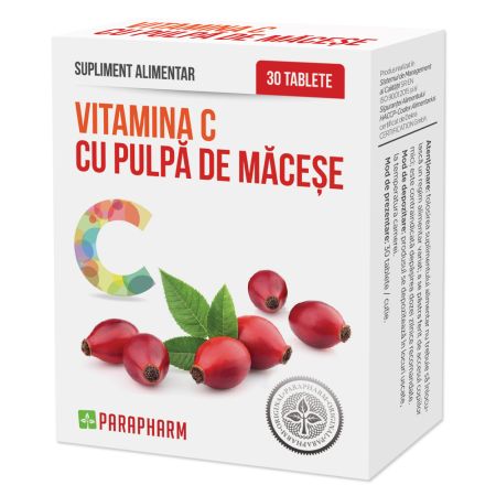 Vitamina C cu pulpa de macese, 30 tablete, Parapharm