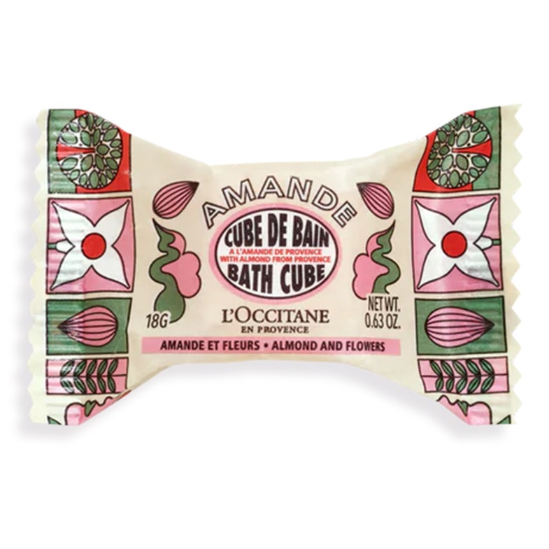 Cub de baie efervescent Almond Multi Sublines Flowers, 18 g, L'Occitane