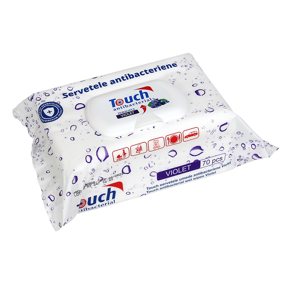 Servetele umede antibacteriene Violet, 70 bucati, Touch