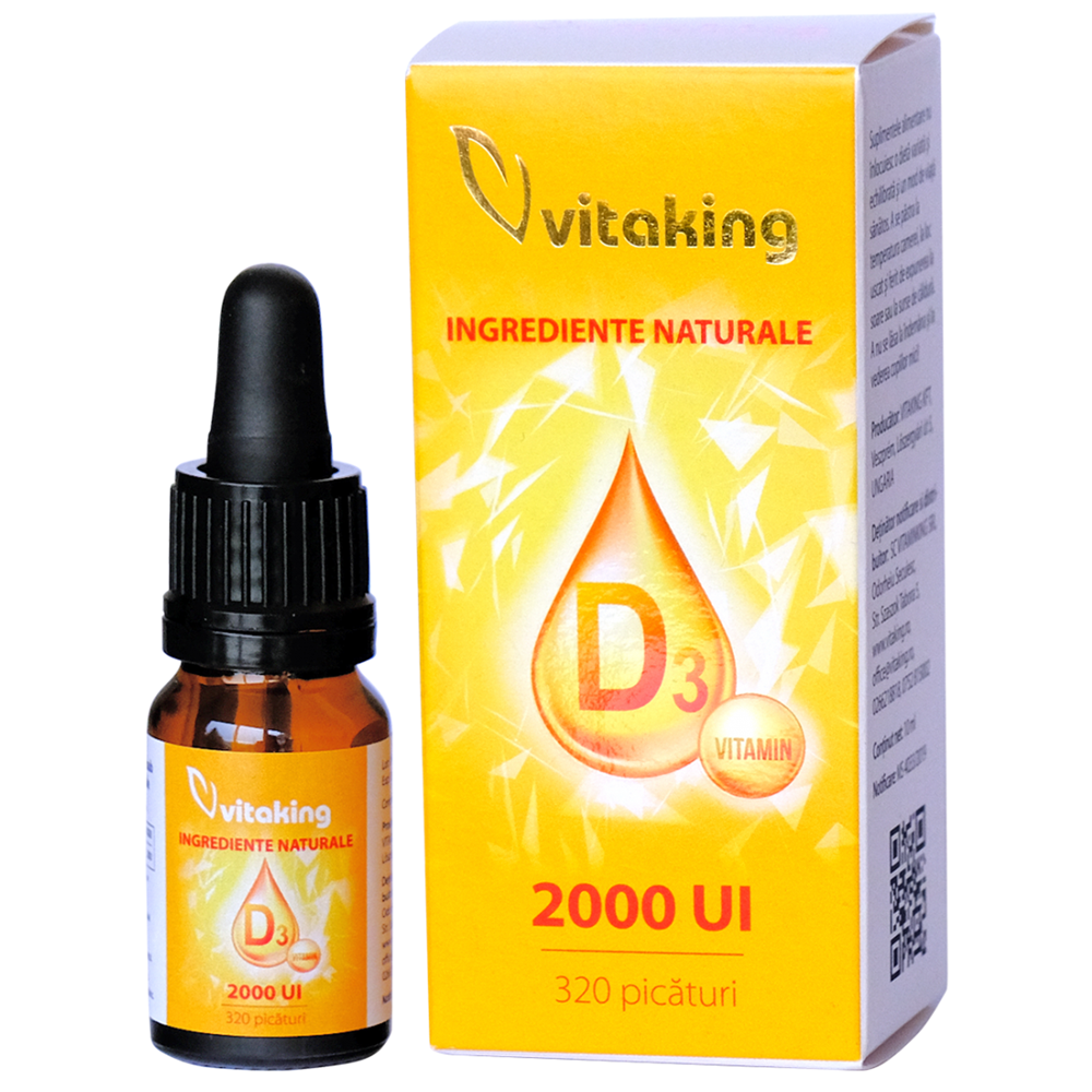 Vitamina D3 natural picaturi, 2000 UI, 10 ml, Vitaking