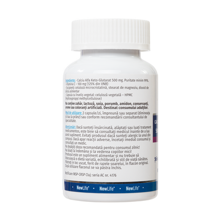 Calciu Alfa Keto-Glutarat, 500 mg, 60 capsule vegetale, Newlife+ 700135