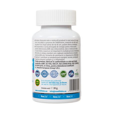 Calciu Alfa Keto-Glutarat, 500 mg, 60 capsule vegetale, Newlife+ 700134