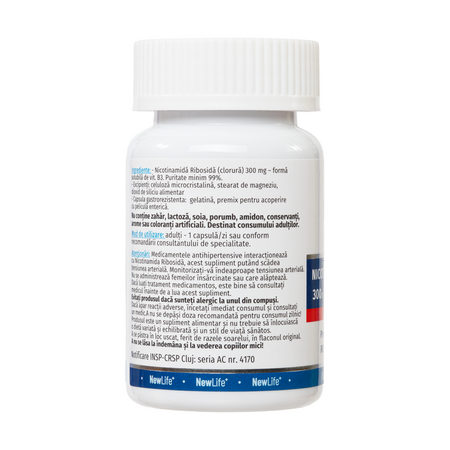 Nicotinamida Ribosida, 300 mg, 30 capsule gastrorezistente, Newlife+ 700364