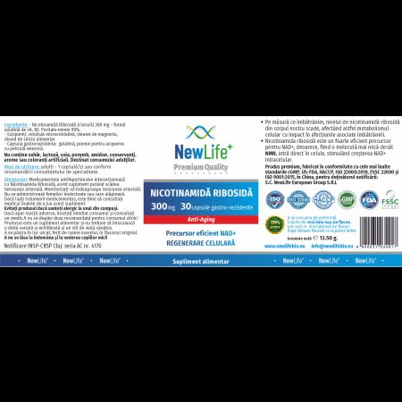 Nicotinamida Ribosida, 300 mg, 30 capsule gastrorezistente, Newlife+ 700365
