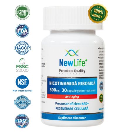 Nicotinamida Ribosida, 300 mg, 30 capsule gastrorezistente, Newlife+ 700362