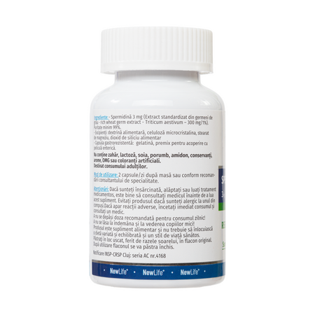 Spermidina Forte, 3 mg, 60 capsule gastro-rezistente, Newlife+ 700388