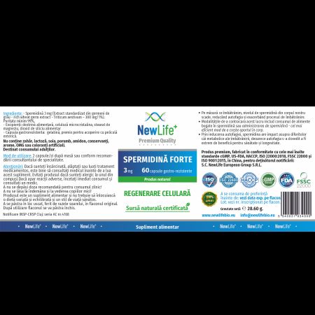 Spermidina Forte, 3 mg, 60 capsule gastro-rezistente, Newlife+ 700390