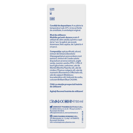 Gel anti-durere roll-on Mobilin, 50 ml, Viva Pharma 708613