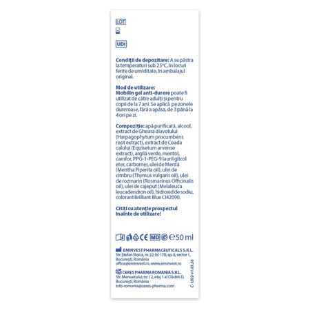 Gel anti-durere Mobilin, 50 ml, Viva Pharma 708606