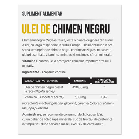 Ulei De Chimen Negru, 30 capsule, Parapharm 690280