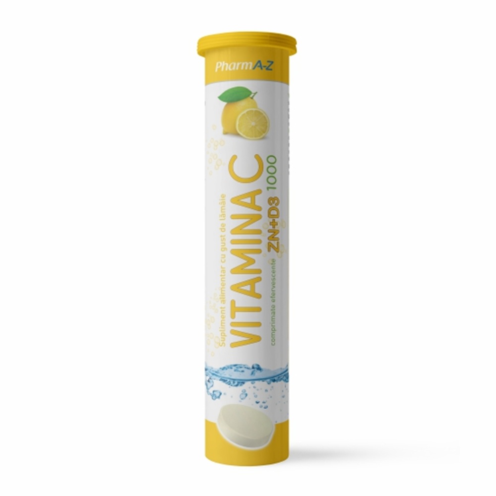 Vitamina C 1000 mg Zn+D3, 20 comprimate efervescente, PharmA-Z