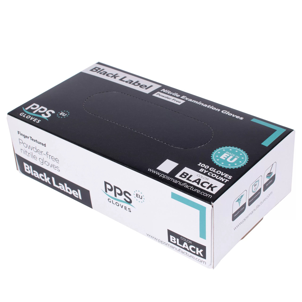 Manusi negre nepudrate din nitril Black Label PPS, marimea XS, 100 bucati, PPS Gloves