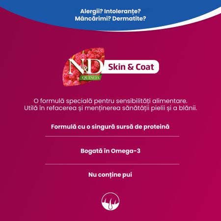 Hrana umeda cu hering, quinoa si nuca de cocos pentru caini N&D Quinoa Skin & Coat, 140 g, Farmina 699269