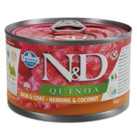 Hrana umeda cu hering, quinoa si nuca de cocos pentru caini N&D Quinoa Skin & Coat, 140 g, Farmina
