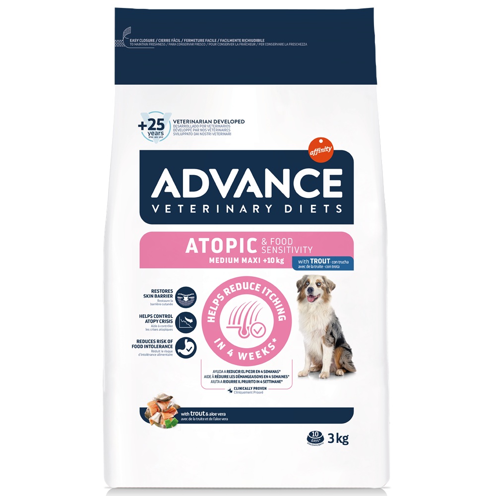 Hrana uscata pentru caini cu pastrav si aloe vera Atopic Derma Care, 3 kg, Advance Veterinary Diets