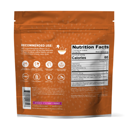 Colagen pentru oase si articulatii, cu aroma naturala de supa de pui Bone Broth Collagen Vitauthority, 310 g, GNC 648078