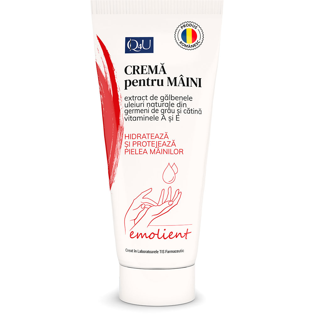 Crema emolienta pentru maini cu Vitamina A si E Q4U, 100 ml, Tis Farmaceutic