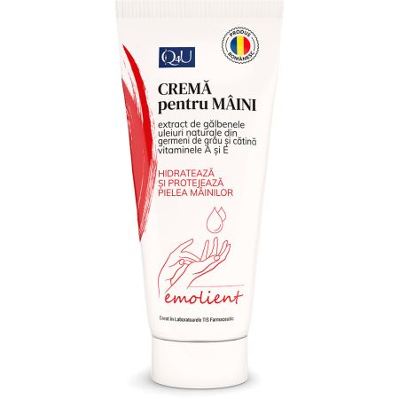 Crema emolienta pentru maini cu Vitamina A si E Q4U, 100 ml, Tis Farmaceutic