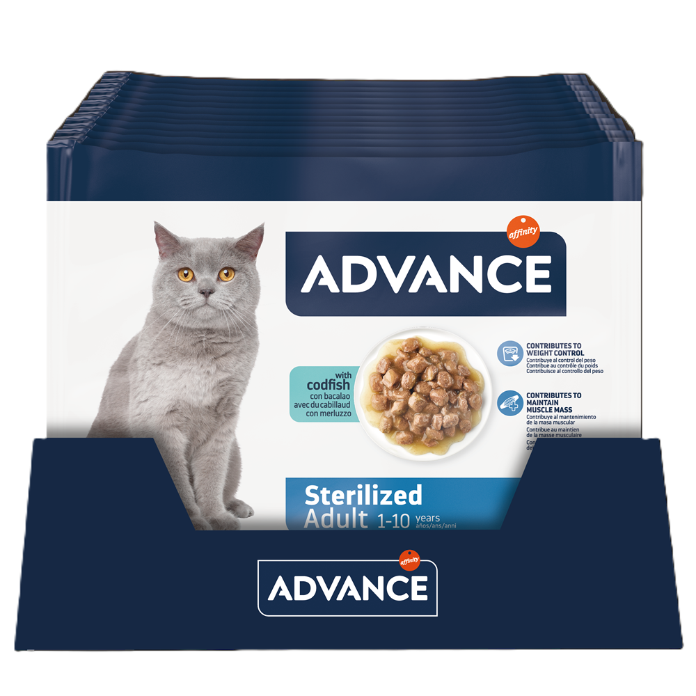 Hrana umeda cu cod pentru pisici adulte sterilizate, 4x85 g, Advance Veterinary Diets