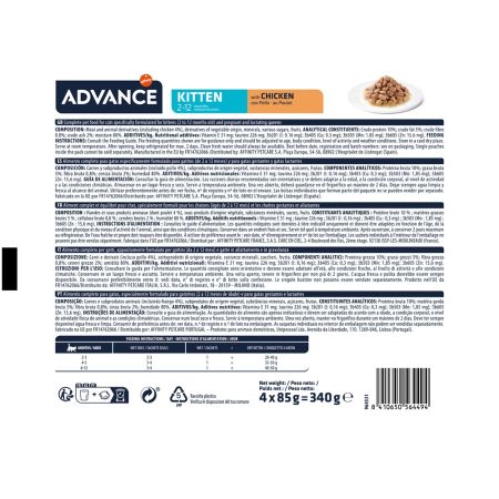 Hrana umeda cu pui pentru pisicute Kitten, 4x85 g, Advance Veterinary Diets 658593