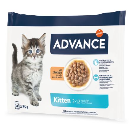 Hrana umeda cu pui pentru pisicute Kitten, 4x85 g, Advance Veterinary Diets 658591
