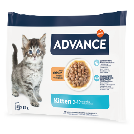 Hrana umeda cu pui pentru pisicute Kitten, 4x85 g, Advance Veterinary Diets 658591