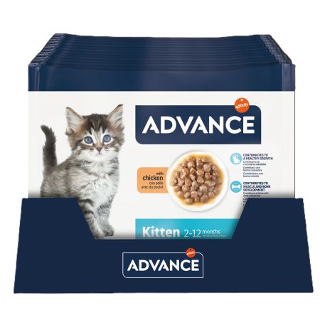 Hrana umeda cu pui pentru pisicute Kitten, 4x85 g, Advance Veterinary Diets