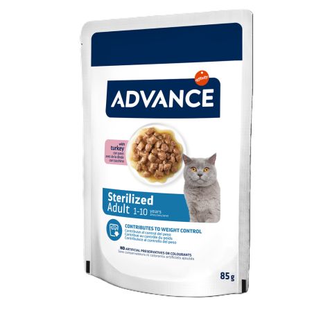 Hrana umeda cu curcan pentru pisici adulte sterilizate, 85 g, Advance Veterinary Diets 658603