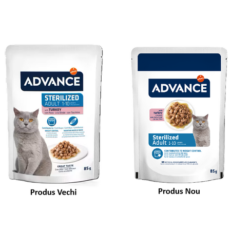 Hrana umeda cu curcan pentru pisici sterilizate, 85 g, Advance Veterinary Diets 658774