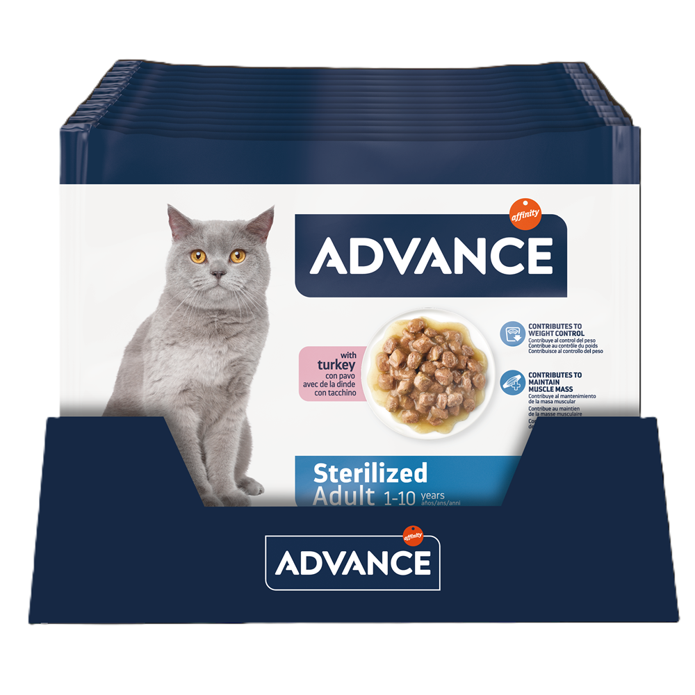 Hrana umeda cu curcan pentru pisici adulte sterilizate, 4x85 g, Advance Veterinary Diets