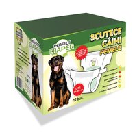 Scutece pentru caini Femele Perfect Diaper, marimea L-XL, 12 bucati, Green Point