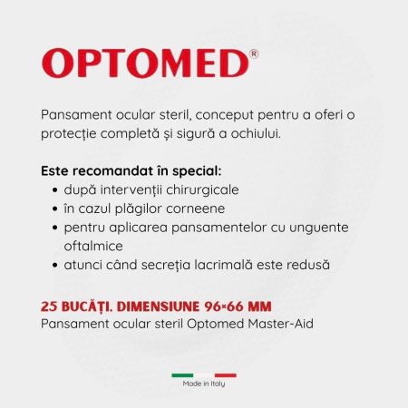 Pansament ocular Optomed Master-Aid, 96 x 66 mm, 25 bucati, Pietrasanta Pharma 669197