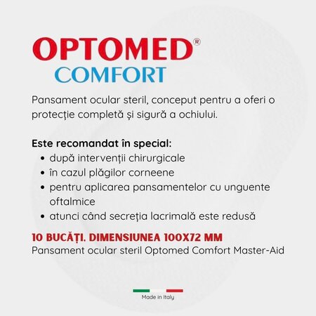 Pansament ocular Optomed Comfort Master-Aid, 100 x 72 mm, 10 bucati, Pietrasanta Pharma 669202