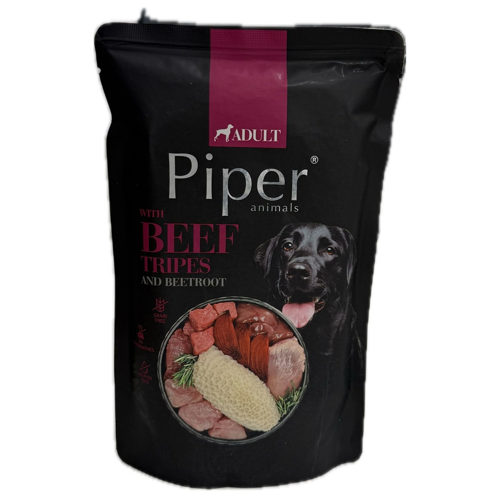 Hrana umeda cu carne de vita pentru caini adulti, 500 g, Piper