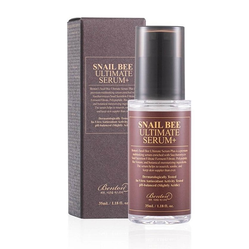 Ser hranitor cu secretie de melc si venin de albina Ultimate Serum Plus Snail Bee, 35 ml, Benton