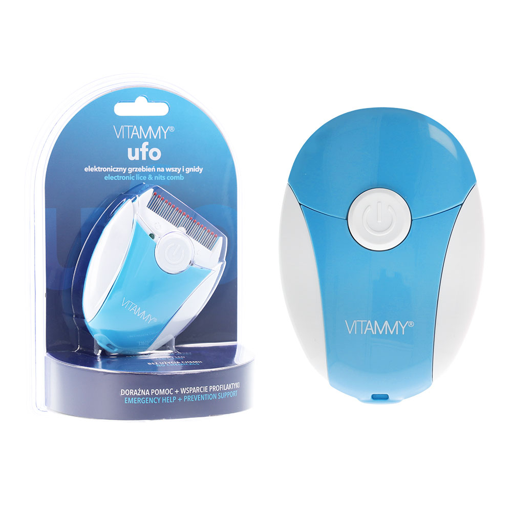 Pieptene electric pentru exterminarea paduchilor cu led albastru, Vitammy