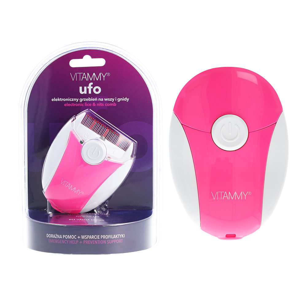 Pieptene electric pentru exterminarea paduchilor cu led roz, Vitammy