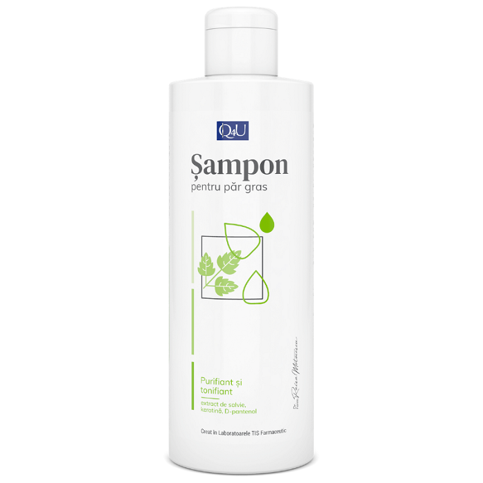 Sampon pentru par gras cu urzica Q4U, 250 ml, Tis Farmaceutic