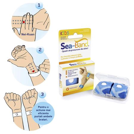 Set 2 bratari albastre pentru contra starii de greata si a raului de masina, Sea Band 648617