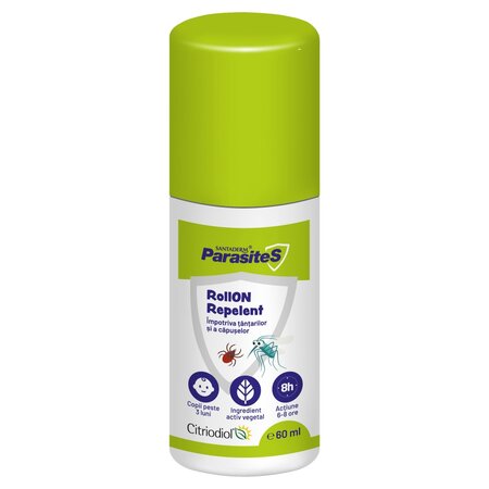Roll-on repelent impotriva tantarilor si capuselor Parasites Santaderm, 60 ml, Viva Pharma