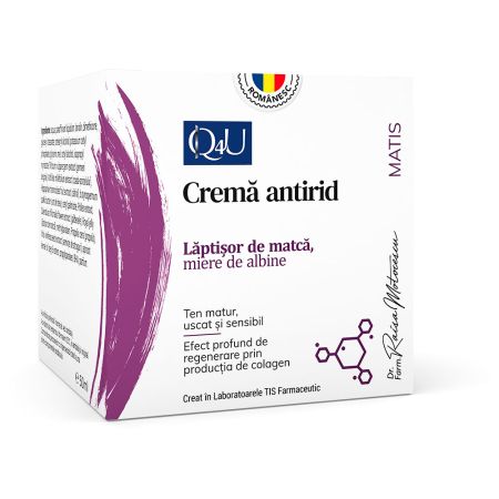 Crema antirid de noapte, laptisor de matca si miere Matis Q4U, 50 ml, Tis Farmaceutic