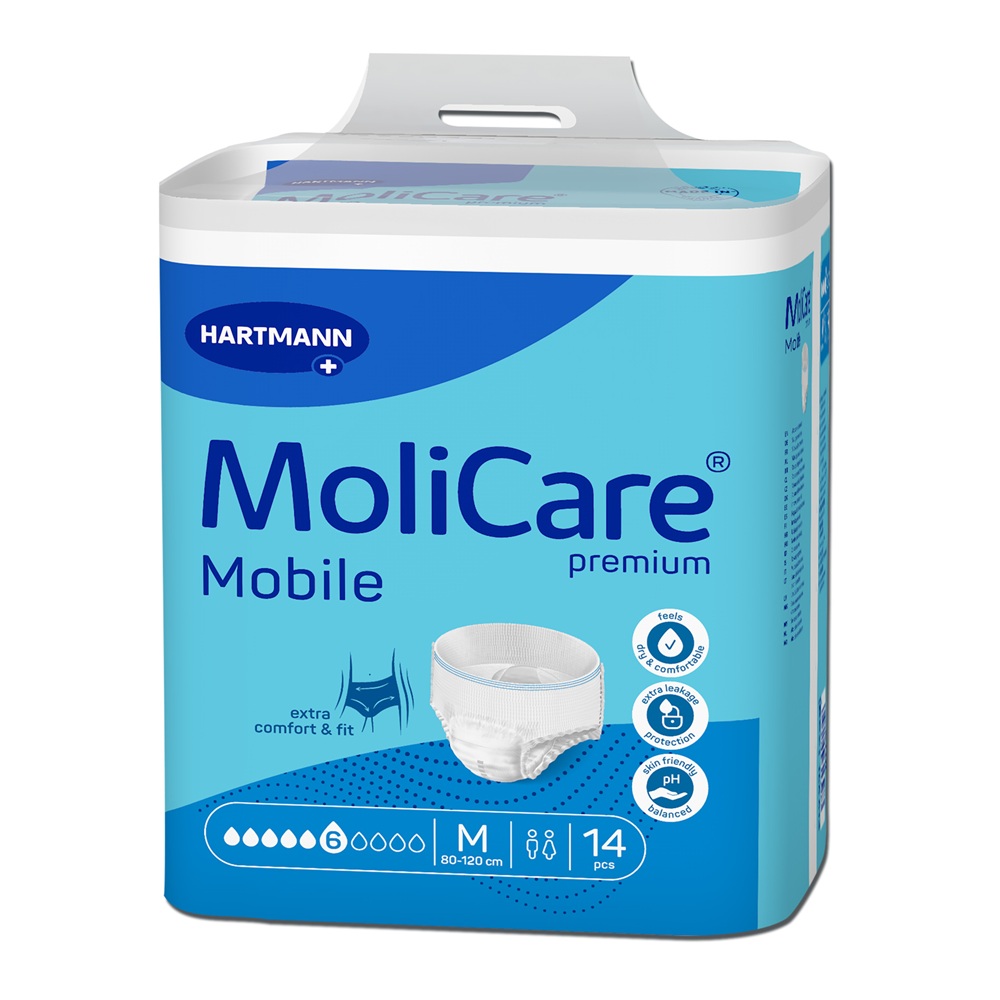Slip pentru incontinentaurinara 6 picaturi MoliCare Premium Mobile, Marimeam M 80-120 cm, 14 bucati, Hartmann