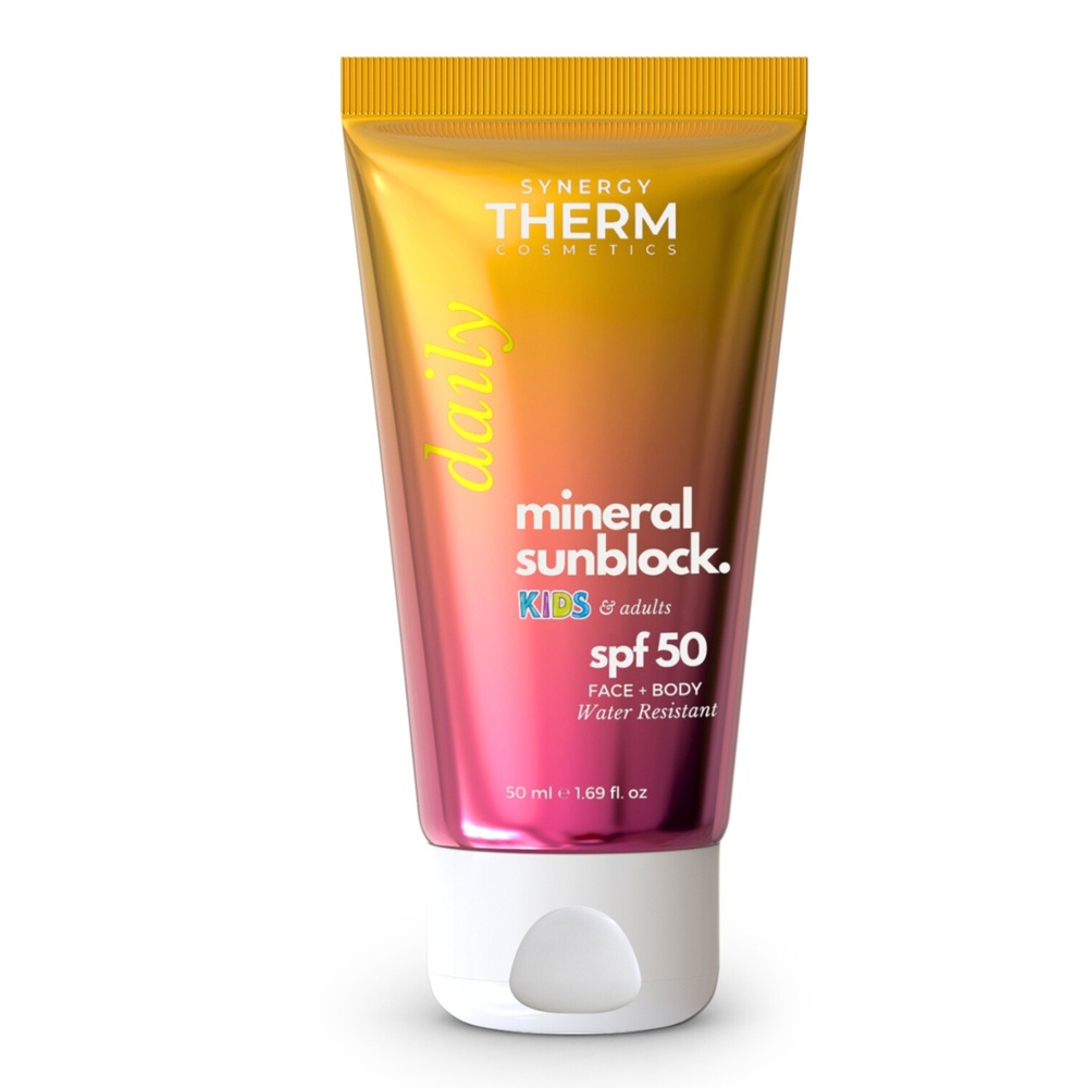 Crema minerala SPF50 pentru copii si adulti Mineral Sunblock, 50 ml, Synergy Therm