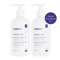 Pachet Gel de spalare emolient cu efect calmant Ivahidra+ A.D, 2 x 250 ml, Ivatherm